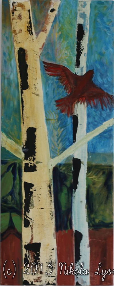 Nikola Lyons:  Birch Tree with Bird